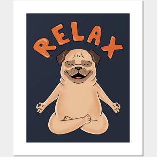 Dog Pug Relax Posters and Art